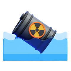 PNG 3D Toxic Waste Barrel Floating in Water Icon Isolated on a White Background