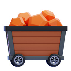PNG 3D Uranium Ore Mining Cart Icon Isolated on a White Background