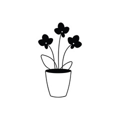 flower in a pot with vector art illustrator on white background 