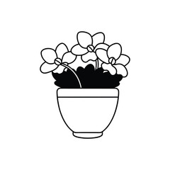 flower in a pot with vector art illustrator on white background 