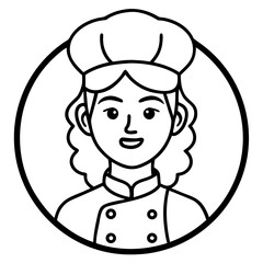 Chef icon vector illustration isolated on transparent background, Female cook icon, Chef with a spoon and fork