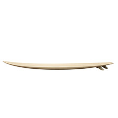 Obraz premium Single wooden surfboard with twin fins isolated on transparent background