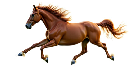 Naklejka premium Running horse in dynamic motion, ideal for action, nature, and wildlife visuals. 