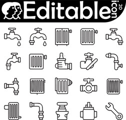 PlumbingHeating and line icon set 20..eps