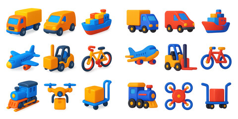 3D Logistics Vehicle Icons
