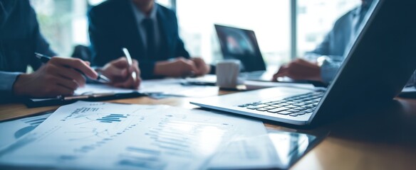 The collaborative meeting discussing financial strategies and business reports.