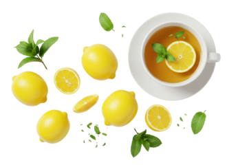 Isolated Lemon Tea Mint Leaves Fresh Citrus