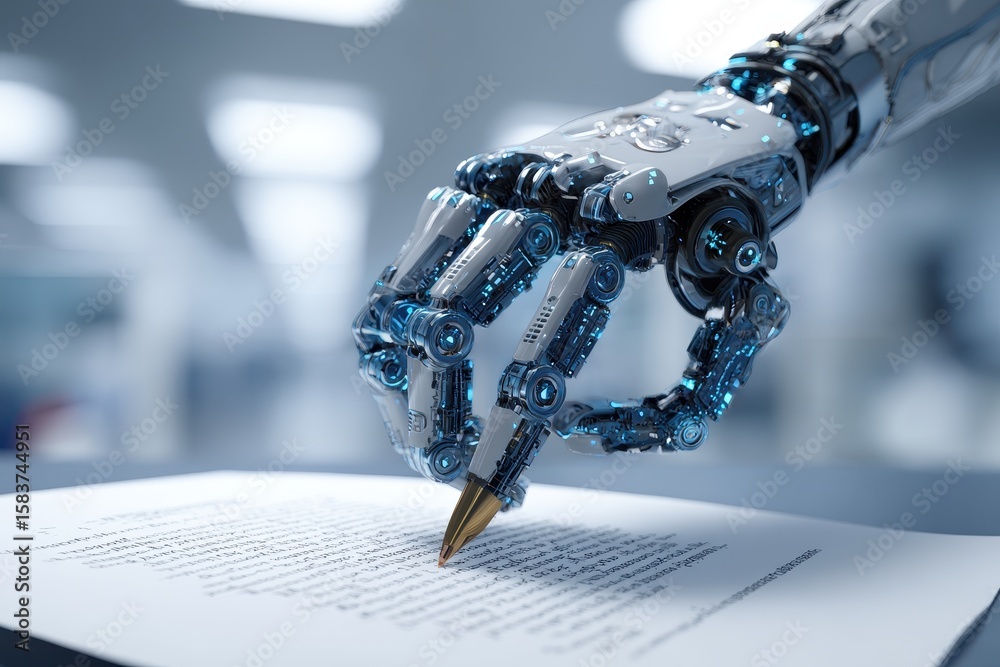 Poster exploring the capabilities of artificial intelligence in document analysis and automated writing pro