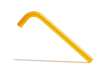 Bright yellow drinking straw bent into an l shape isolated on transparent background