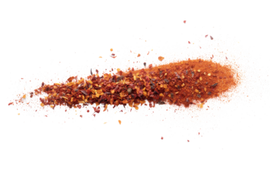 Pile of Crushed Red Pepper Flakes on Transparent Background A Fiery Culinary Accent for Pizza Topping and Spicy Food Enhancements in Gourmet Dishes