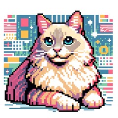 Pixel Art Black Cat in 16-Bit Style