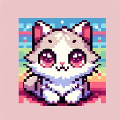 Pixel Art Black Cat in 16-Bit Style