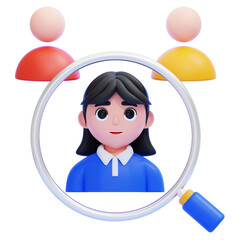 PNG 3D Person Search with Magnifying Glass Illustration Isolated on a White Background