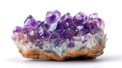Fototapeta premium Amethyst cluster on white