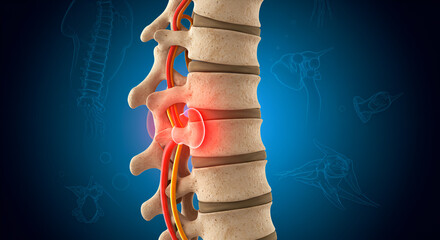Spinal Stenosis Illustration Showing Narrowed Vertebral Canal