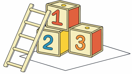Learning numbers with blocks and ladder for kids educational vector illustration design 123