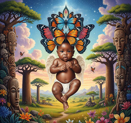 L'élévation spirituelle de l'innocence angolaise, fusionnant le monde naturel et surnaturel sous le signe d'une protection ancestrale