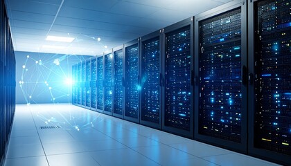 High-tech server room showcasing advanced data storage capabilities an