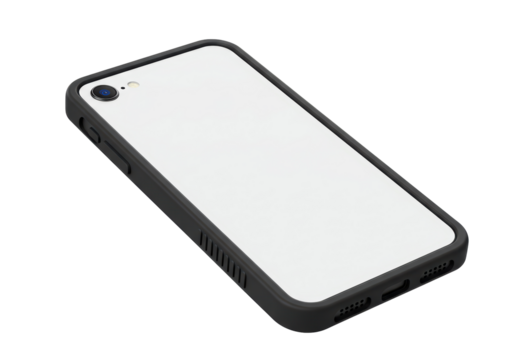 Isolated Blank White Smartphone Case with Black Edges