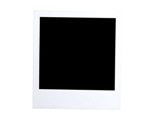 An empty Polaroid photo frame mounted on a transparent background.