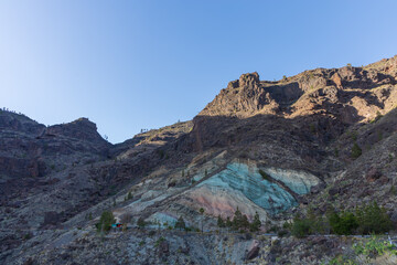 Seascape and mountains in the Mirador del Balcon area of Gran Canaria, Spain