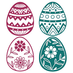 Fototapeta premium Four Easter Egg Silhouettes with Decorative Patterns