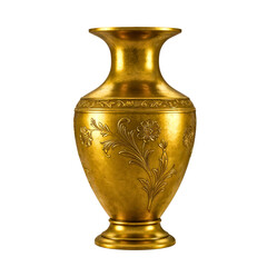 Ornate Golden Vase with Floral Engraving
