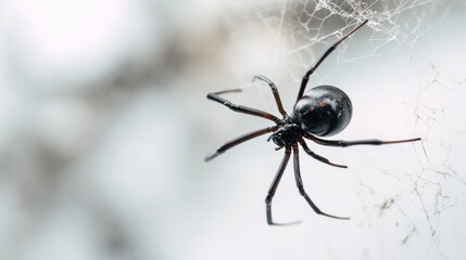 Black spider on a delicate web