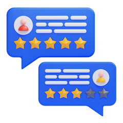 PNG 3D Customer Reviews with Star Ratings Icon Isolated on a White Background