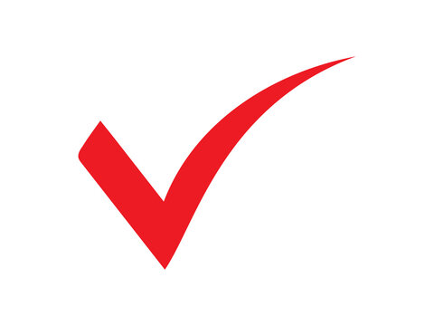 Red check mark graphic against a white background