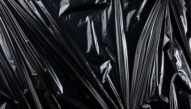 plastic film wrap overlay texture black plastic bag crumpled polyethylene