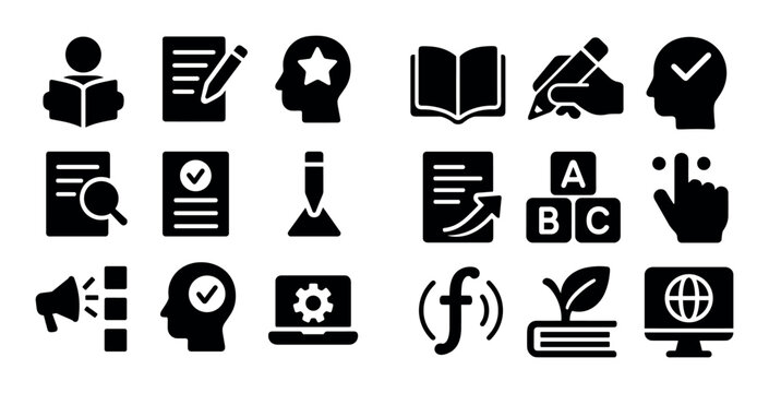 Literacy Skills Icons Grid