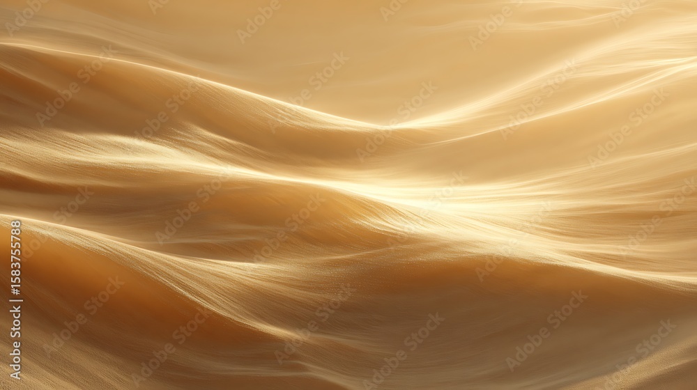 Poster Abstract golden flowing waves with light and shadow creating a smooth and elegant background effect