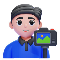 PNG 3D Vlogger Recording with Camera Illustration Isolated on a White Background