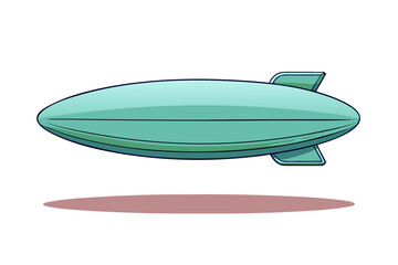 green zeppelin illustration with shadow isolated on white background 