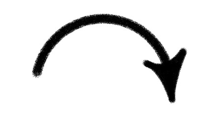 Scribbled chalk arrow isolated PNG, brush-drawn hand symbol for content emphasis, artistic vector pointer for slide designs, infographic navigation tools, and education-based digital assets
