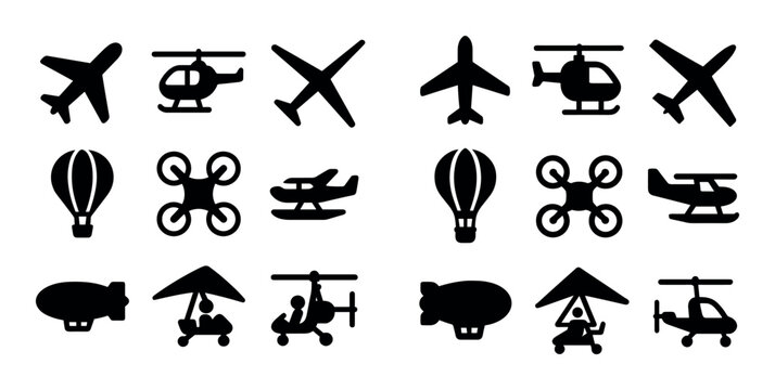 Black Air Transport Icons