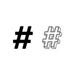Obraz premium Vector art of collection of two hashtag symbols in different styles