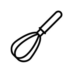 Simple Whisk Outline Icon for Culinary and Baking Designs on Transparent Background