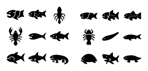 Naklejka premium Aquatic Creatures Icons