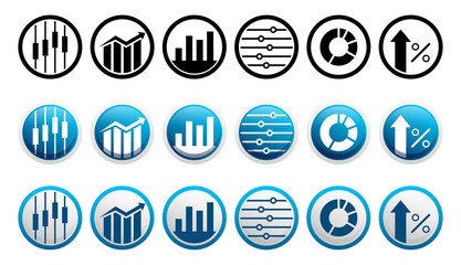 Circle shape Business Graph icon set stock illustration
