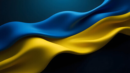 Flowing fabrics in blue and yellow evoke a powerful, patriotic Ukraine theme for art designs, transparent background