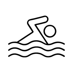 Swimming Swimmer Icon with Waves for Water Sport and Aquatic Recreation