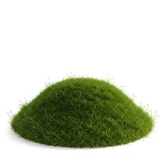 A small, lush green grass hill, isolated on white background.