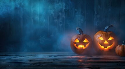 Naklejka premium Halloween pumpkin carving celebration spooky atmosphere photography dark setting close-up view festive theme