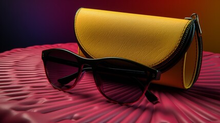 Chic handbag and stylish sunglasses for luxury fashion promotional photography and advertising use