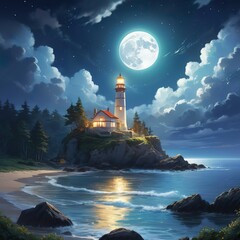 An ancient lighthouse standing tall on a rocky island