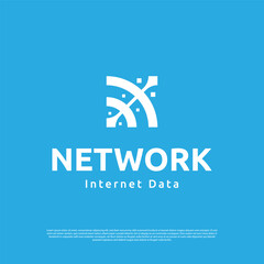 Geometric letter N arrow technology logo vector design template