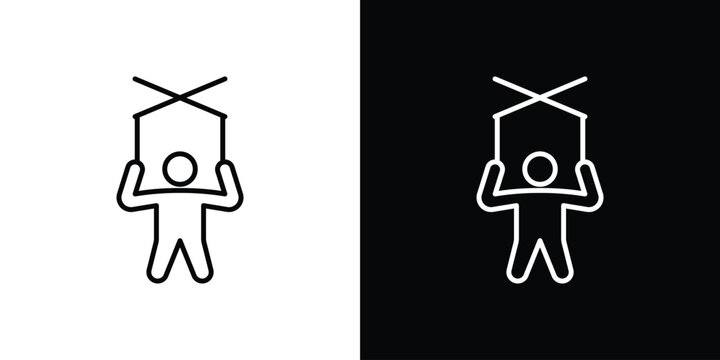 Puppet icon in outline style. Vector.