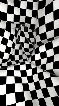 Abstract view of a distorted checkered pattern creating a dynamic visual effect